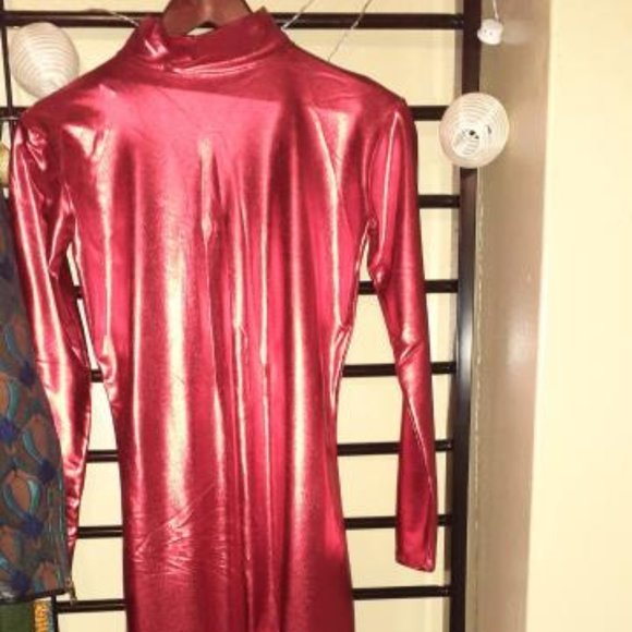 none Pants - red  stretch footed cat suit. small